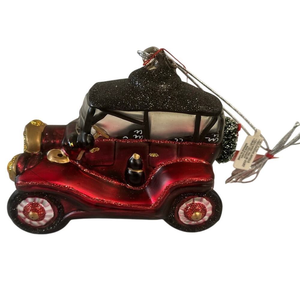 Dept 56 Handblown Mercury Glass Jumbo Christmas 'Old Fashion Auto' Ornament-NWT